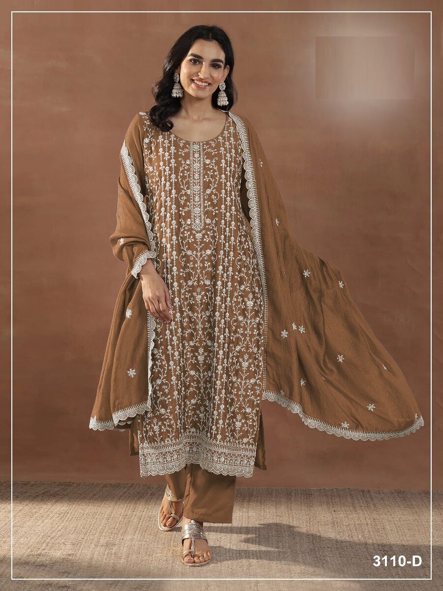Dusty Yellow Rangoli Crush Silk Embroidery Wedding Party Festival Haldi Casual Palazzo Pant Salwar Kameez