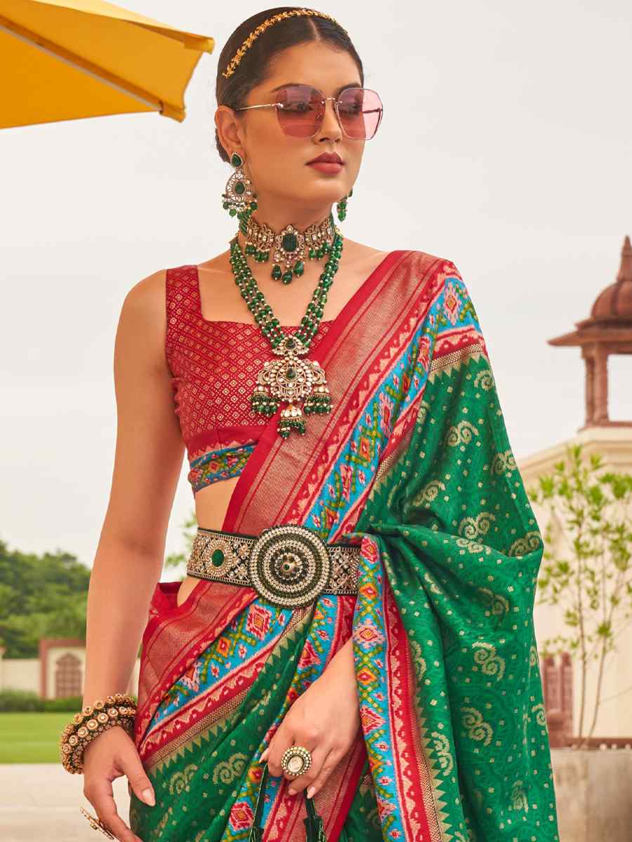 Eucalyptus Green Sigma Silk Handwoven Wedding Festival Heavy Border Saree
