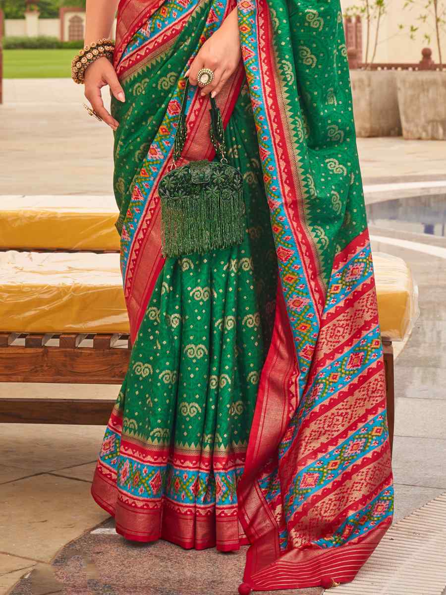 Eucalyptus Green Sigma Silk Handwoven Wedding Festival Heavy Border Saree