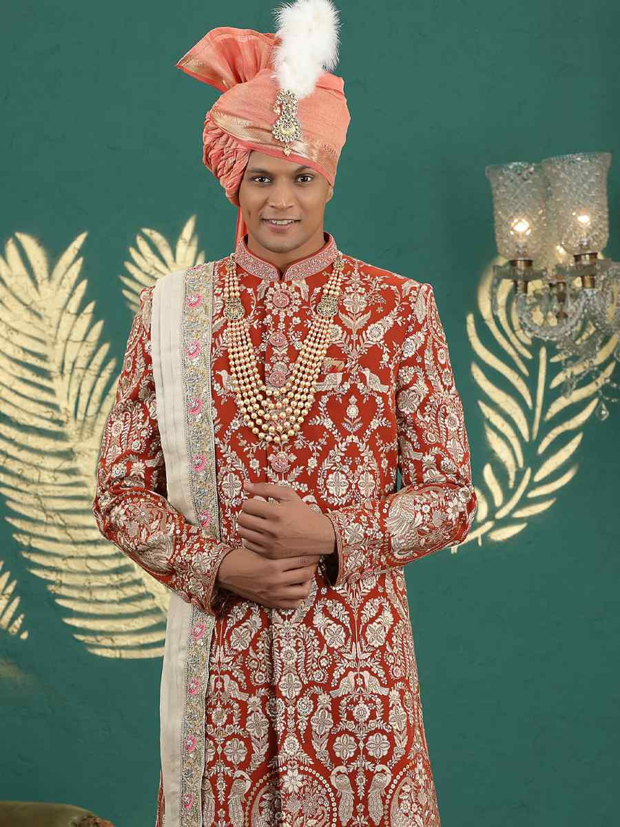 Fanta Art Silk Embroidered Festival Wedding Mens Sherwani