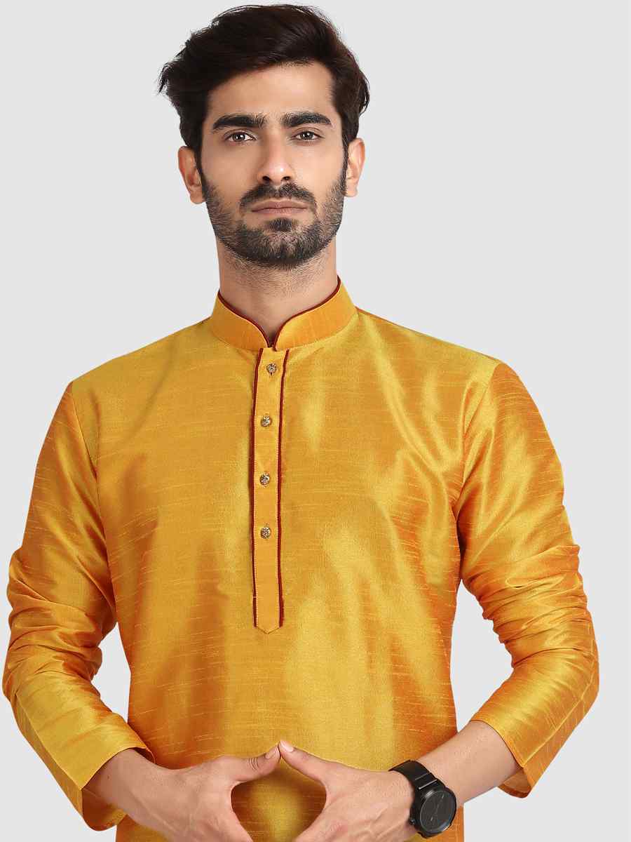 Fire Art Silk Plain Festival Kurta