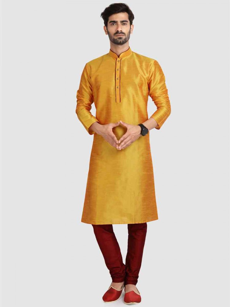 Fire Art Silk Plain Festival Kurta