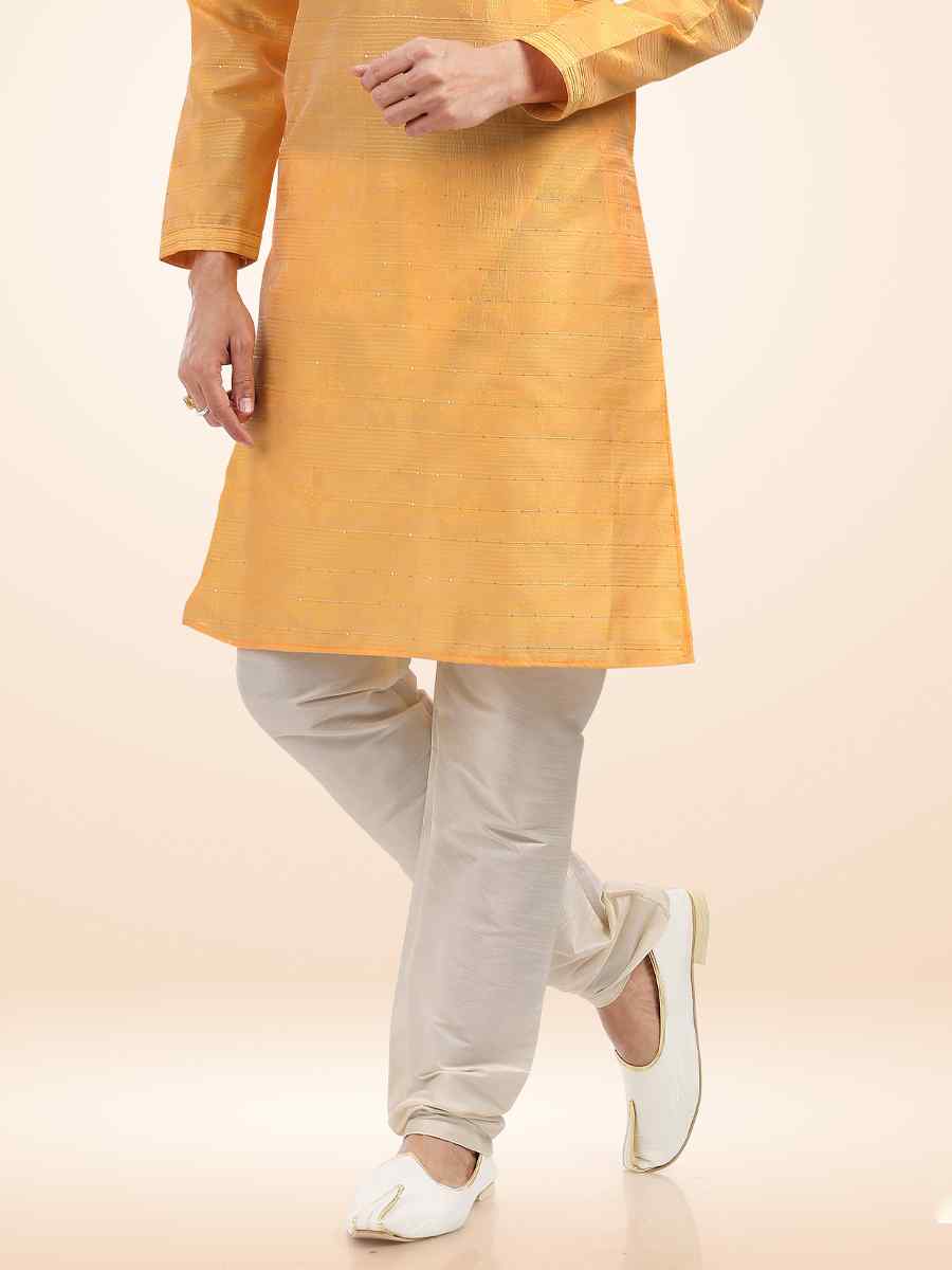 Fire Jacquard Banarasi Silk Woven Festival Party Kurta