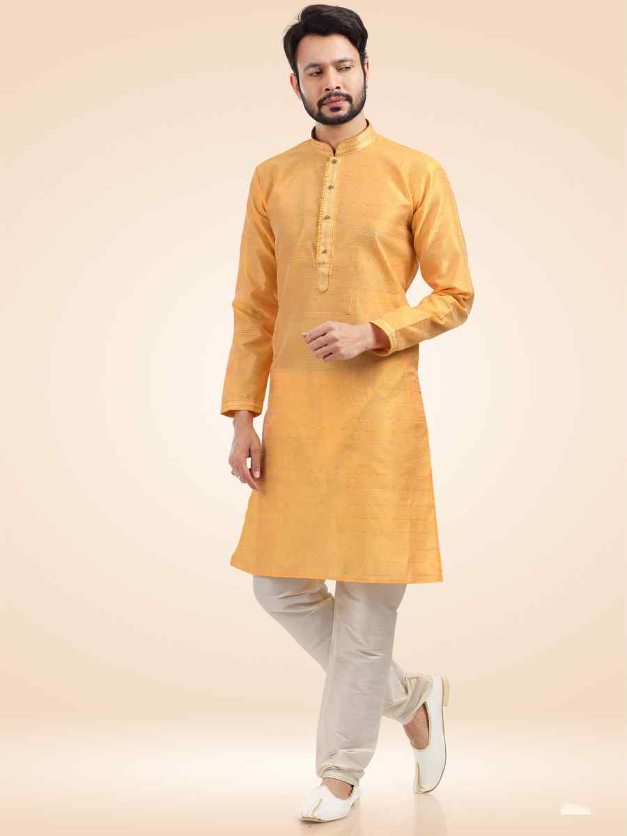 Fire Jacquard Banarasi Silk Woven Festival Party Kurta