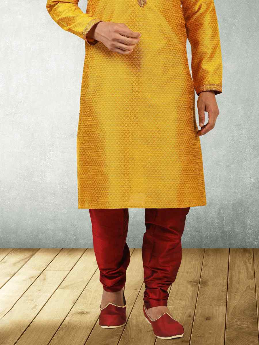 Fire Jacquard Silk Brocade Woven Party Churidar Kurta
