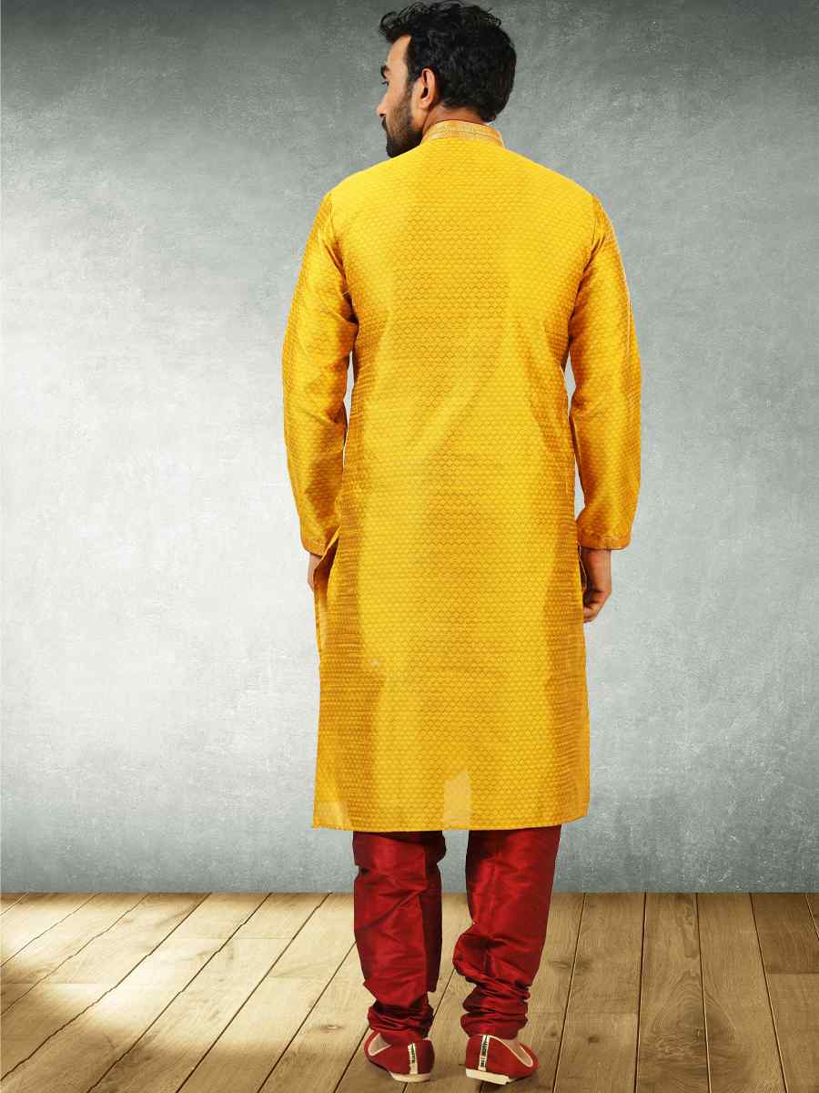 Fire Jacquard Silk Brocade Woven Party Churidar Kurta