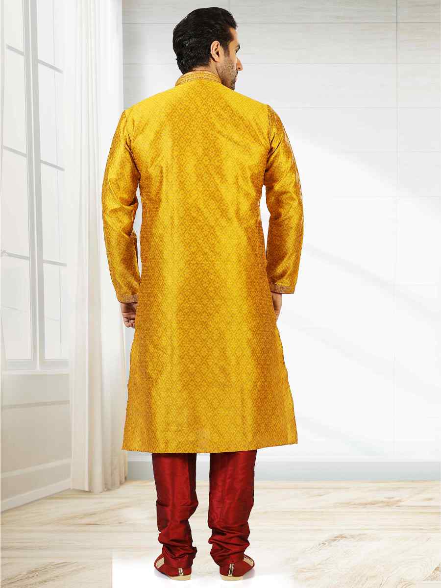 Fire Jacquard Silk Brocade Woven Party Churidar Kurta