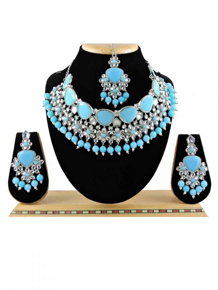 Firozi Alloy Festival Wear Diamonds Necklace