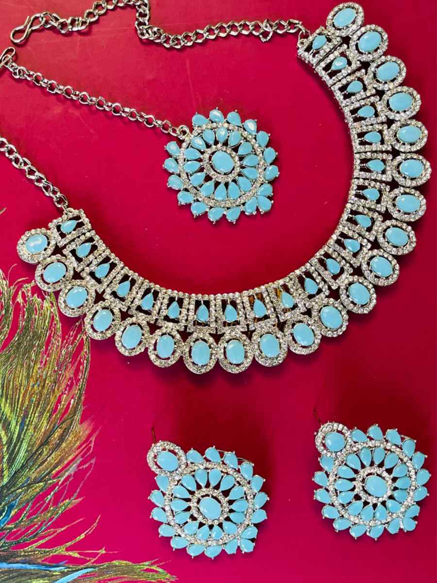 Firozi Alloy Festival Wear Diamonds Necklace