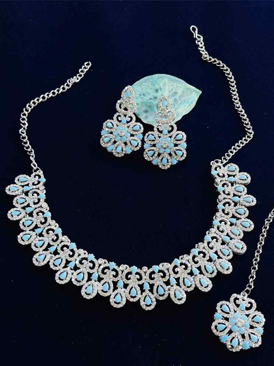 Firozi Alloy Festival Wear Diamonds Necklace