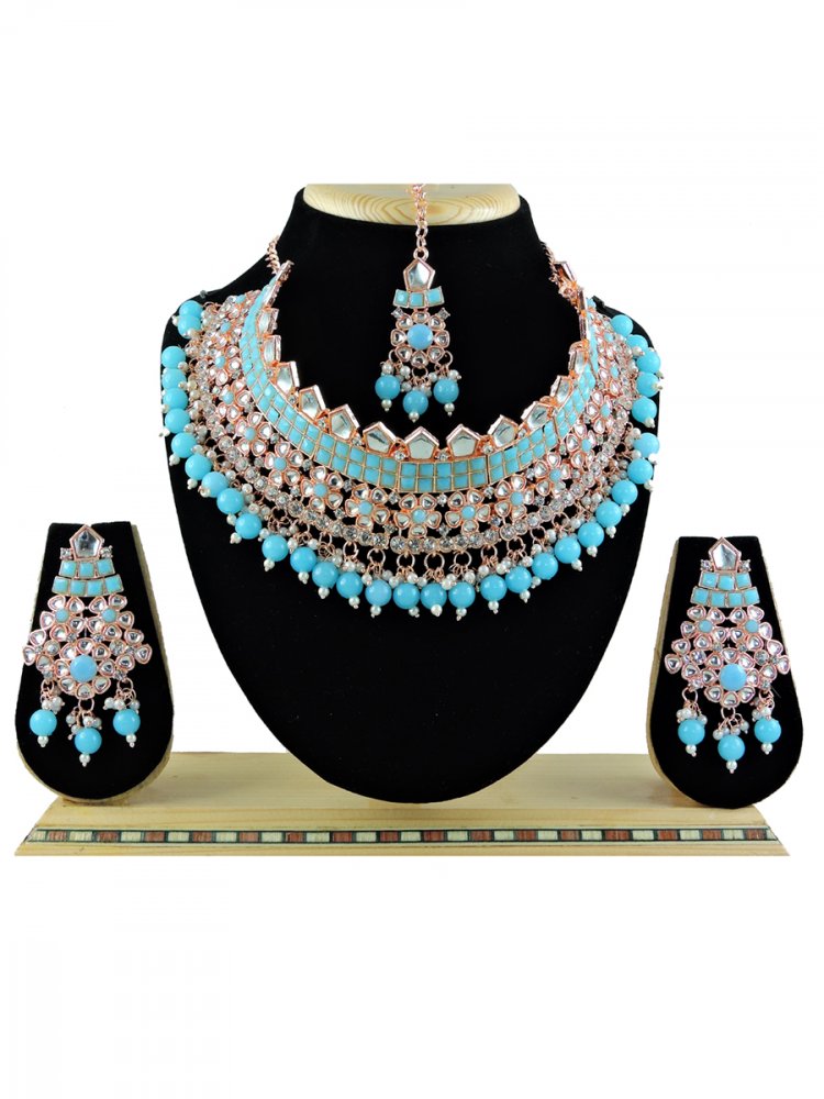 Firozi Alloy Festival Wear Kundan Necklace