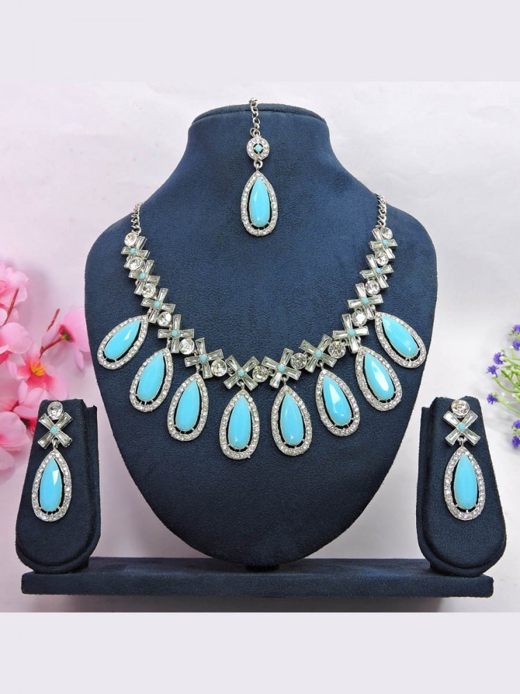 Firozi Alloy Festival Wear Kundan Necklace