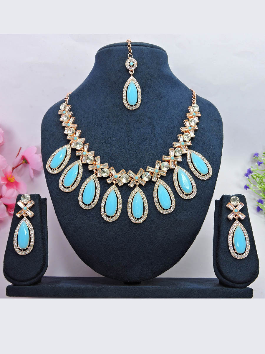 Firozi Alloy Festival Wear Kundan Necklace