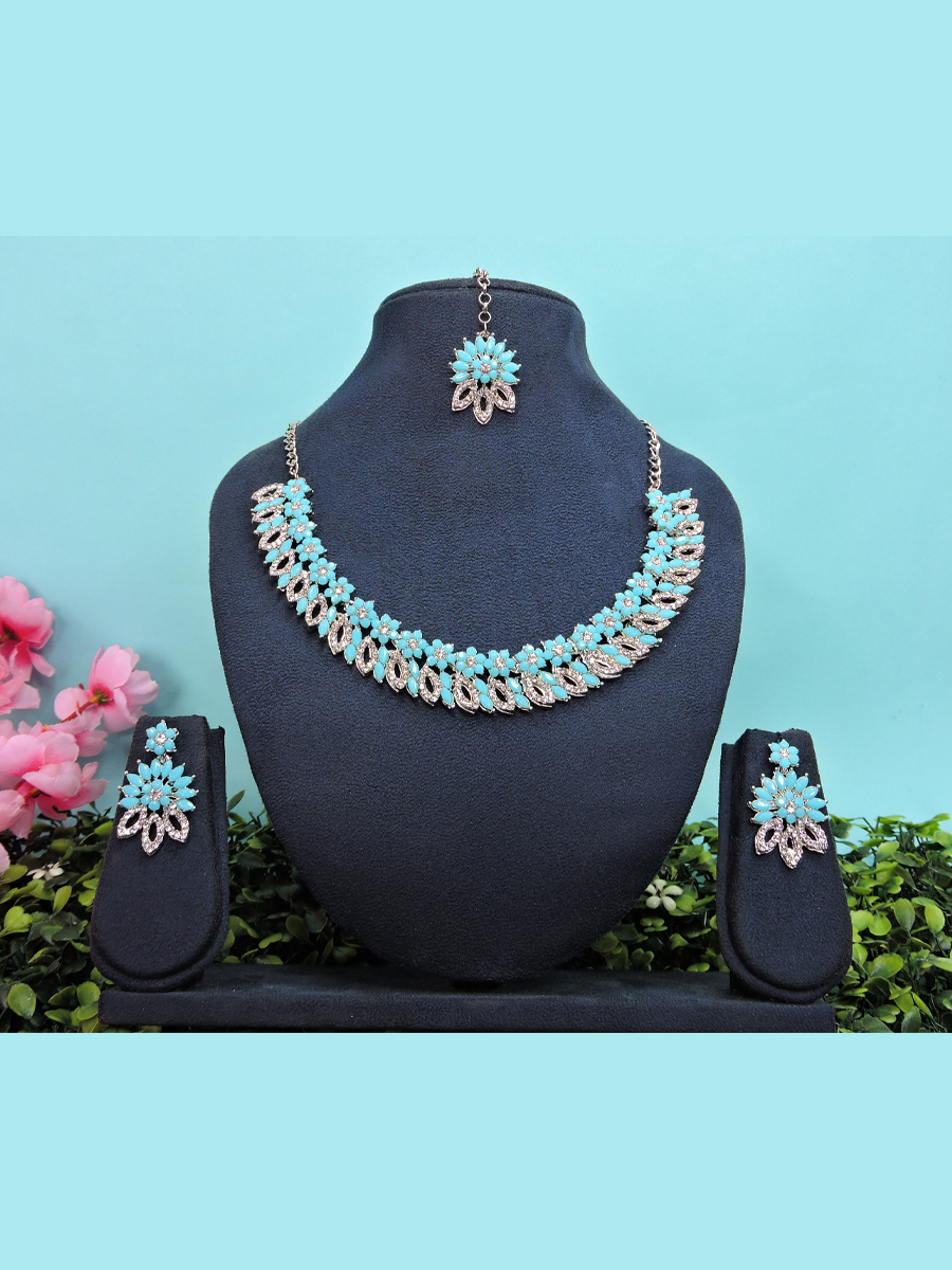 Firozi Alloy Festival Wear Kundan Necklace