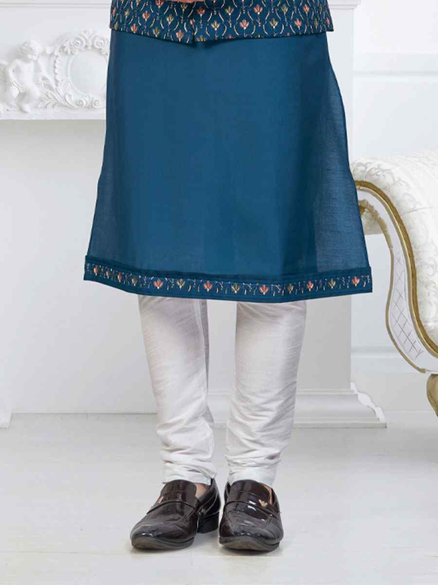 Firozi Banarasi Jackard Embroidery Festival Wedding Party Mens Kurta with Jacket