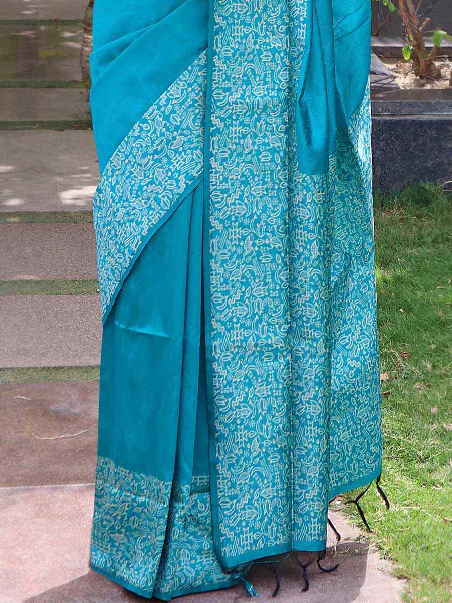 Firozi Handloom Raw Silk Handwoven Wedding Festival Heavy Border Saree