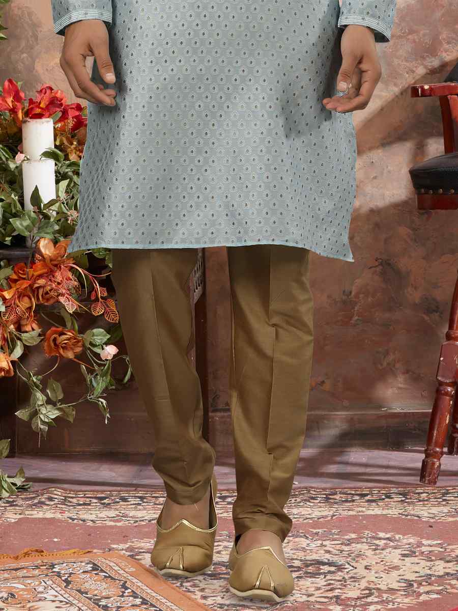 Firozi Jacquard Woven Festival Party Kurta