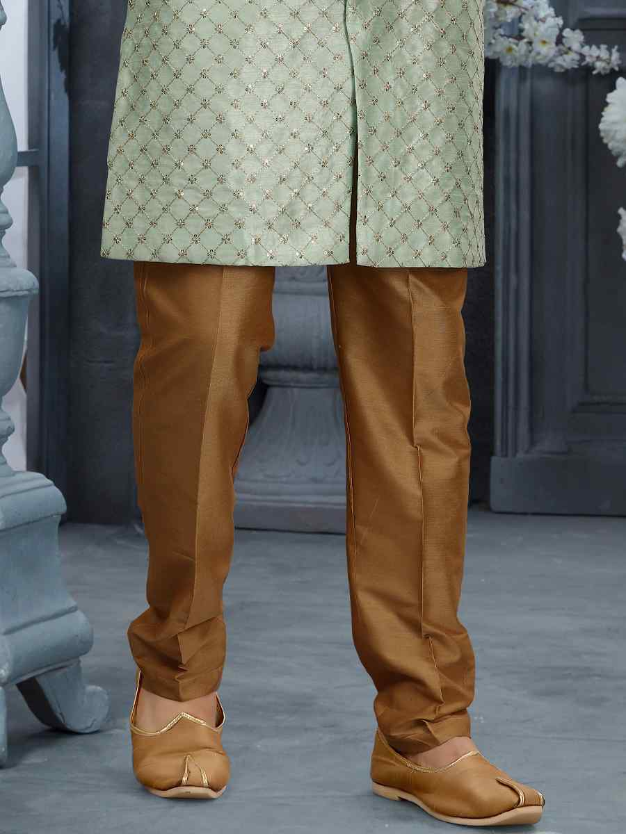 Firozi Jacquard Woven Festival Wedding Sherwani