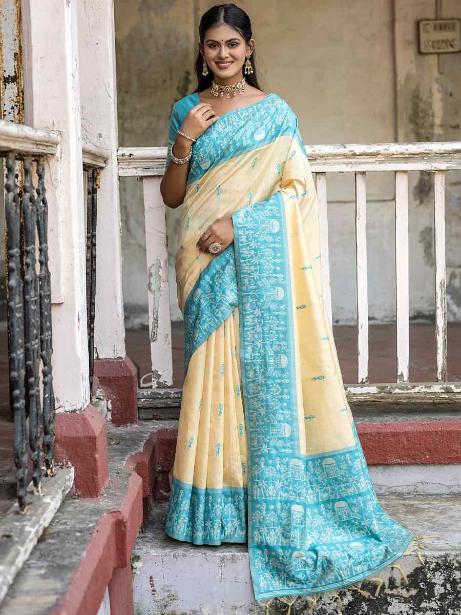 Firozi Raw Silk Handwoven Casual Festival Classic Style Saree