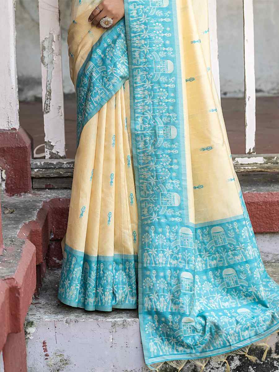 Firozi Raw Silk Handwoven Casual Festival Classic Style Saree