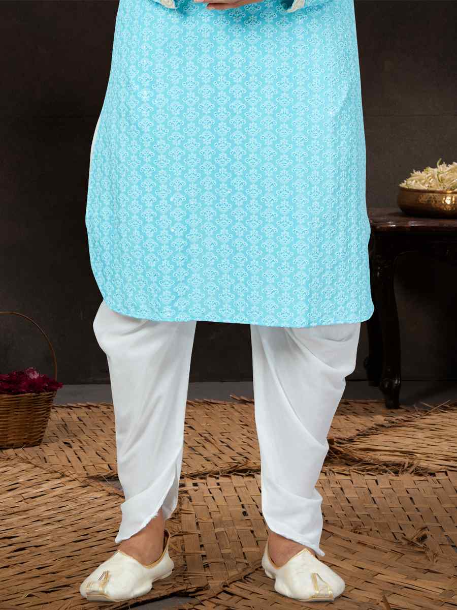 Firozi Rayon Lucknowi Woven Festival Wedding Kurta