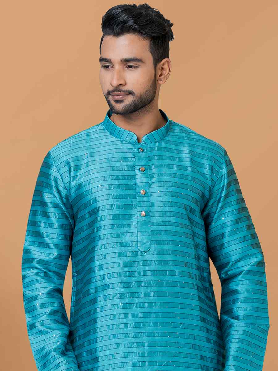 Firozi Silk Woven Festival Wedding Sherwani