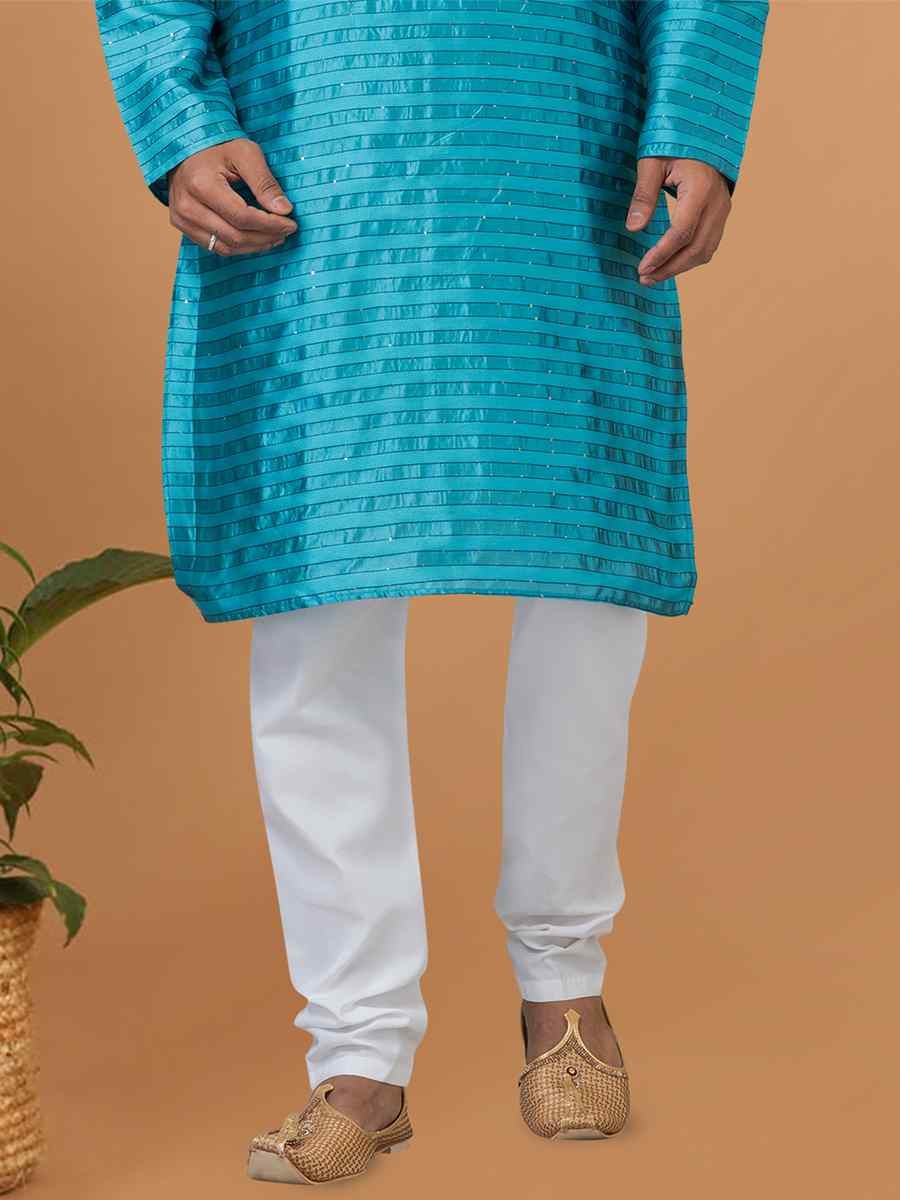 Firozi Silk Woven Festival Wedding Sherwani