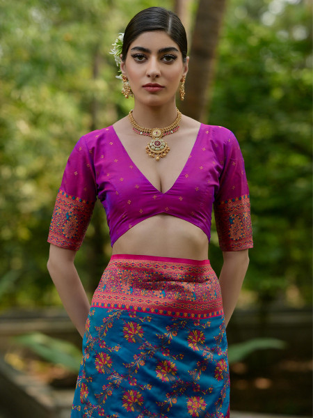 Firozi Soft Pashmina Silk Zari Handwoven Casual Reception Festival Wedding Fancy Classic Heavy Border Sarees