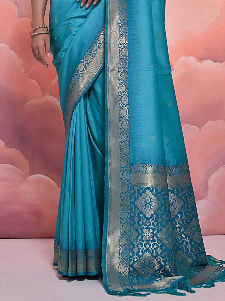 Firozi Soft Silk Handwoven Casual Festival Classic Style Saree