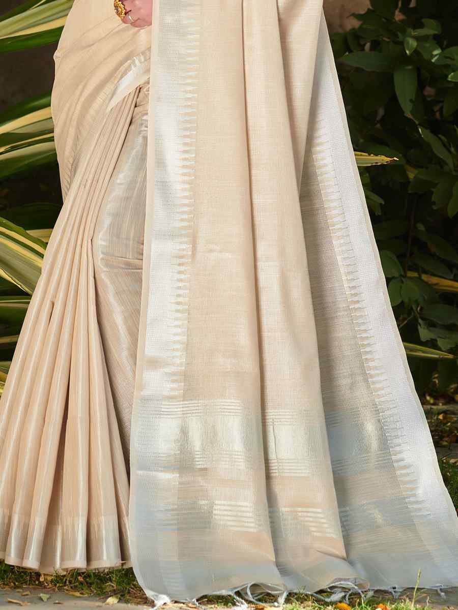 Firozi Tissue Linen Handwoven Party Festival Heavy Border Saree