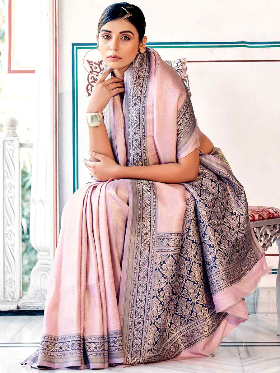 Flamingo Pink Kanjivaram Silk Handwoven Casual Festival Heavy Border Saree