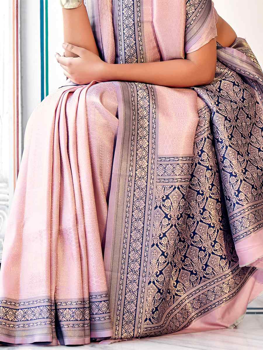 Flamingo Pink Kanjivaram Silk Handwoven Casual Festival Heavy Border Saree