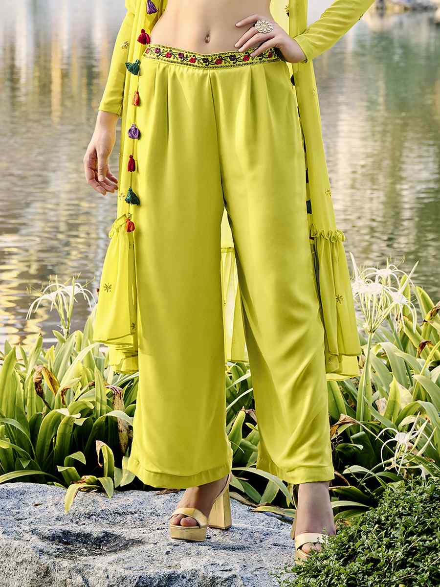 Floracance Georgette Embroidered Festival Party Ready Palazzo Pant Salwar Kameez