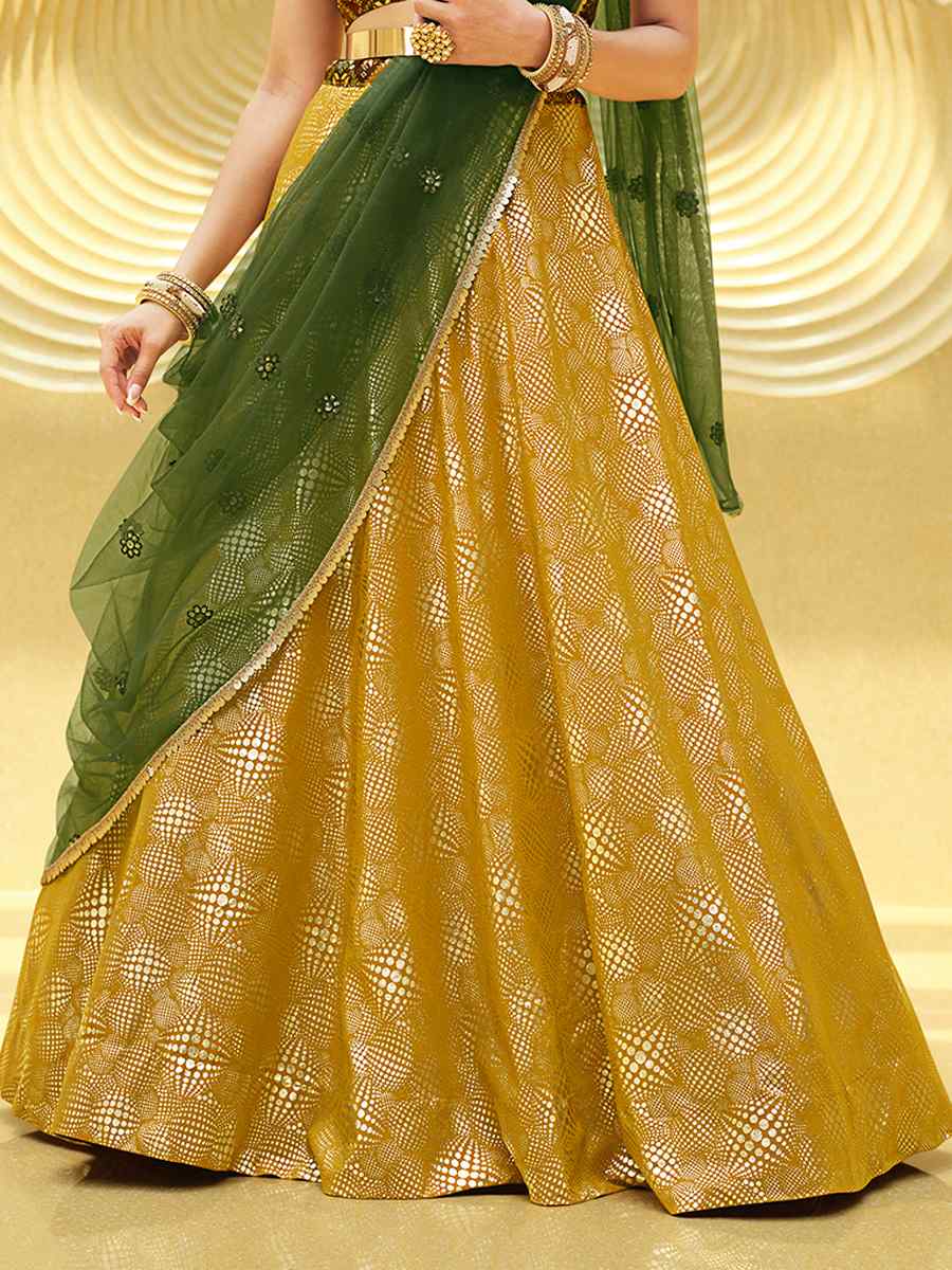 Flouracent Green Georgette Embroidered Festival Wedding Circular Lehenga Choli