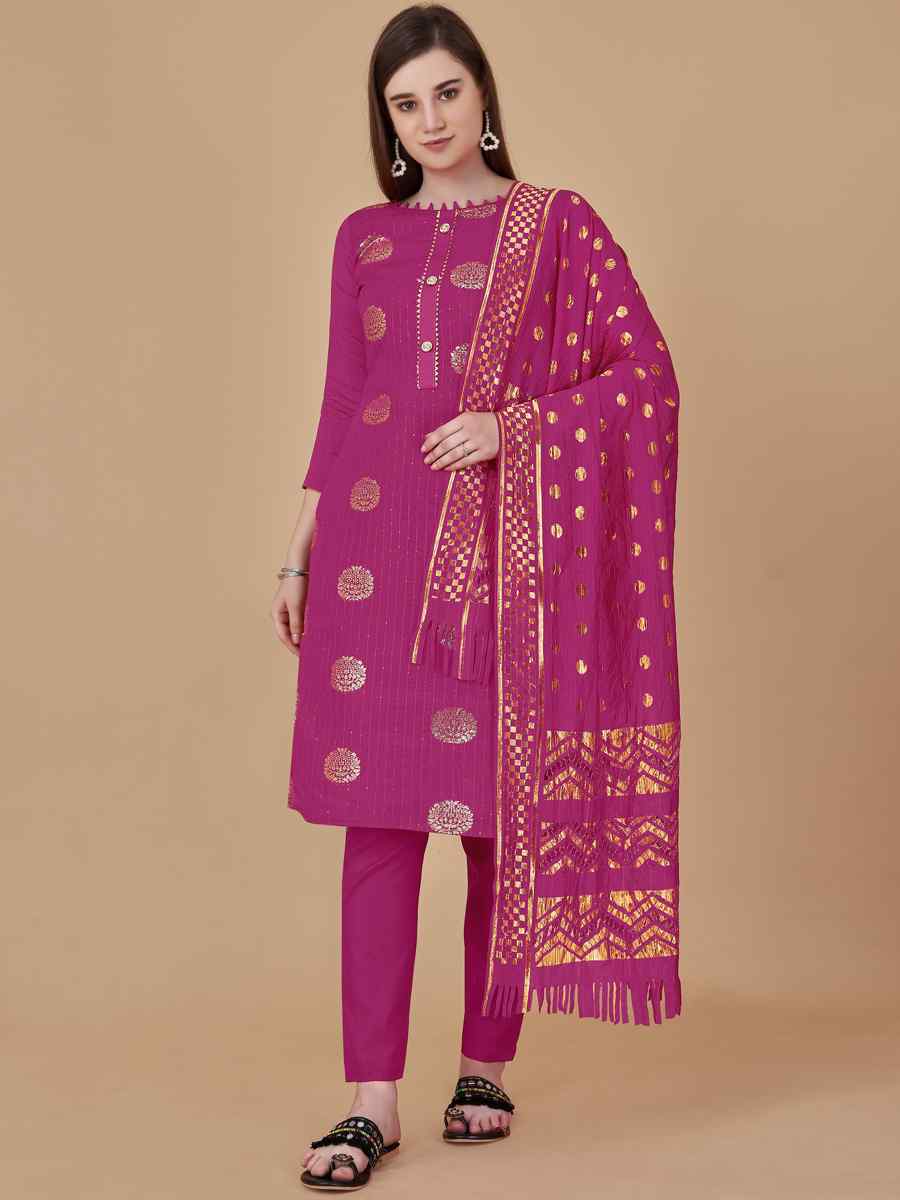 Gajari Cotton Jacquard Handwoven Casual Festival Pant Salwar Kameez