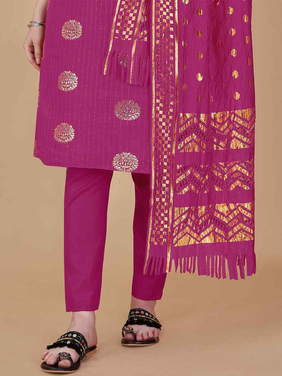 Gajari Cotton Jacquard Handwoven Casual Festival Pant Salwar Kameez