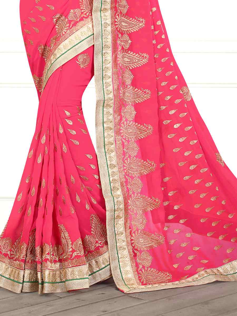 Gajari Georgette Handwoven Wedding Festival Heavy Border Saree