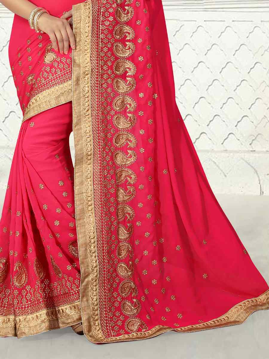 Gajari Georgette Handwoven Wedding Festival Heavy Border Saree
