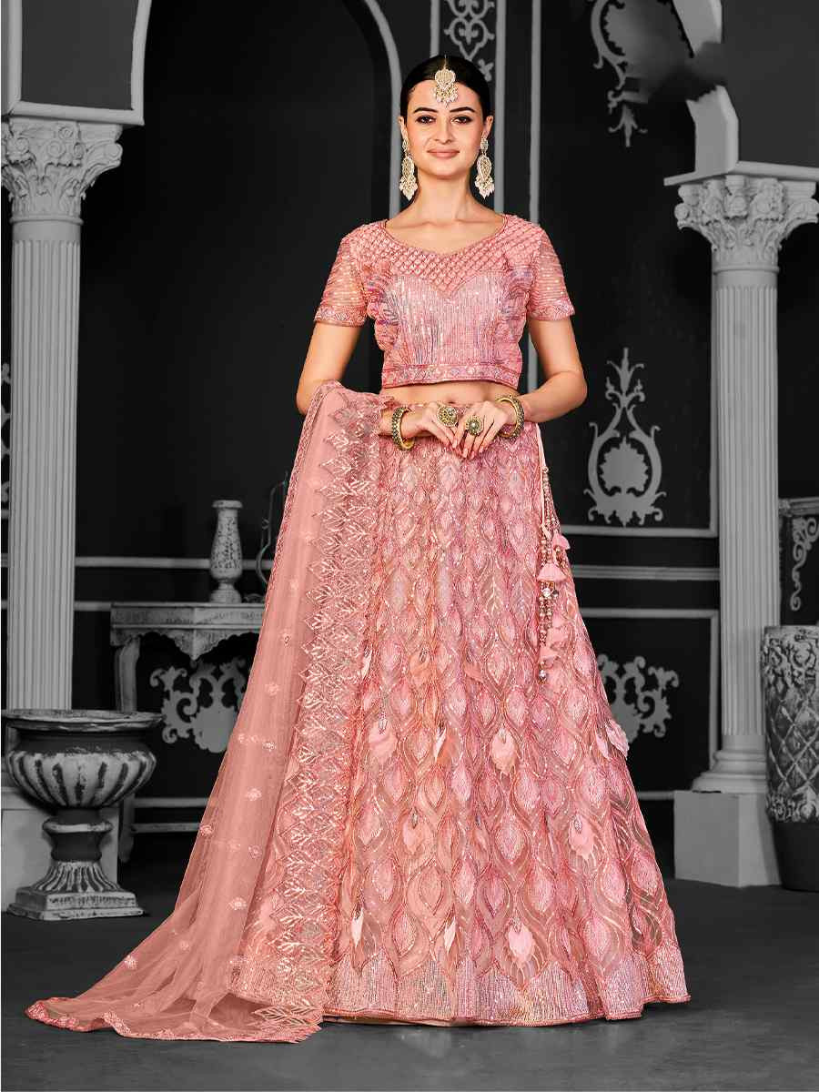 Gajari Net Embroidered Festival Wedding Ceremony Circular Lehenga Choli