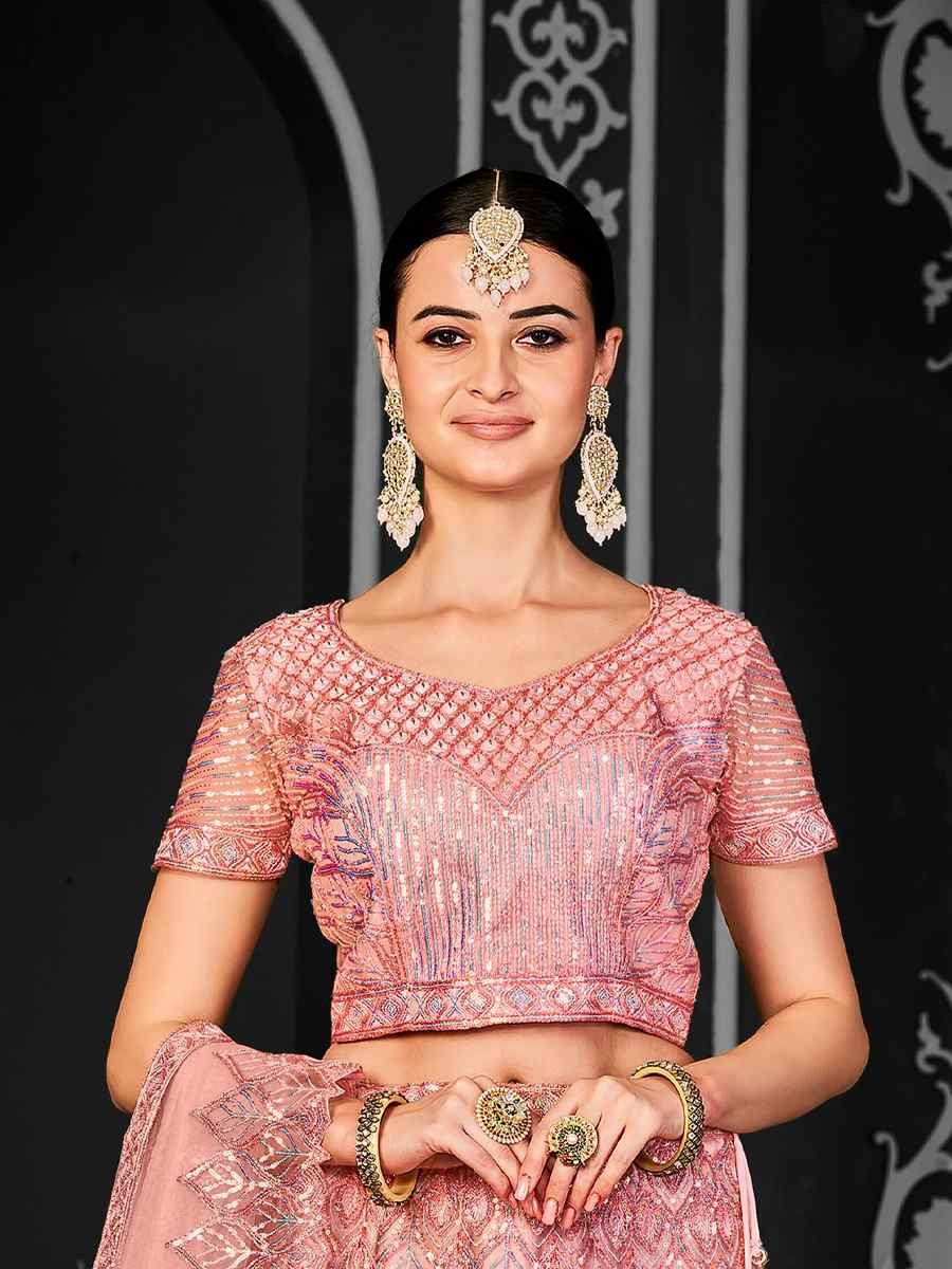 Gajari Net Embroidered Festival Wedding Ceremony Circular Lehenga Choli