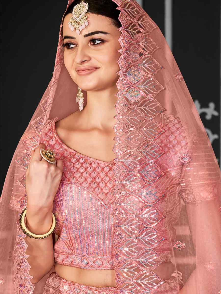 Gajari Net Embroidered Festival Wedding Ceremony Circular Lehenga Choli