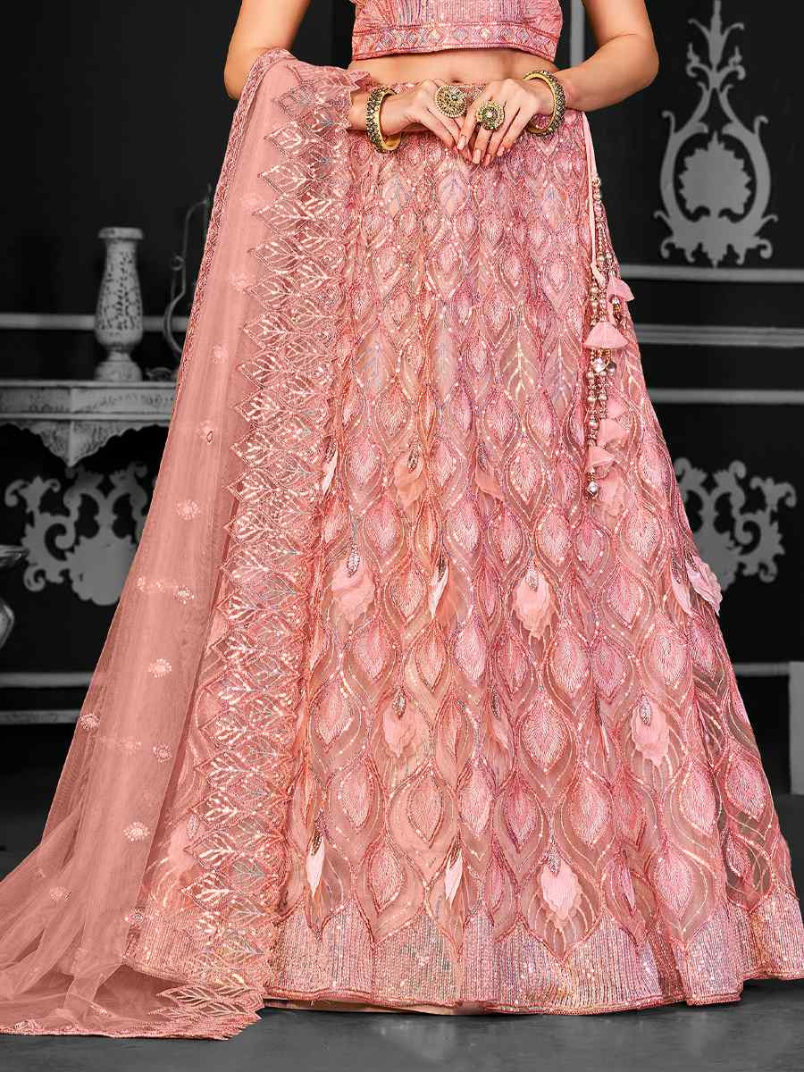 Gajari Net Embroidered Festival Wedding Ceremony Circular Lehenga Choli