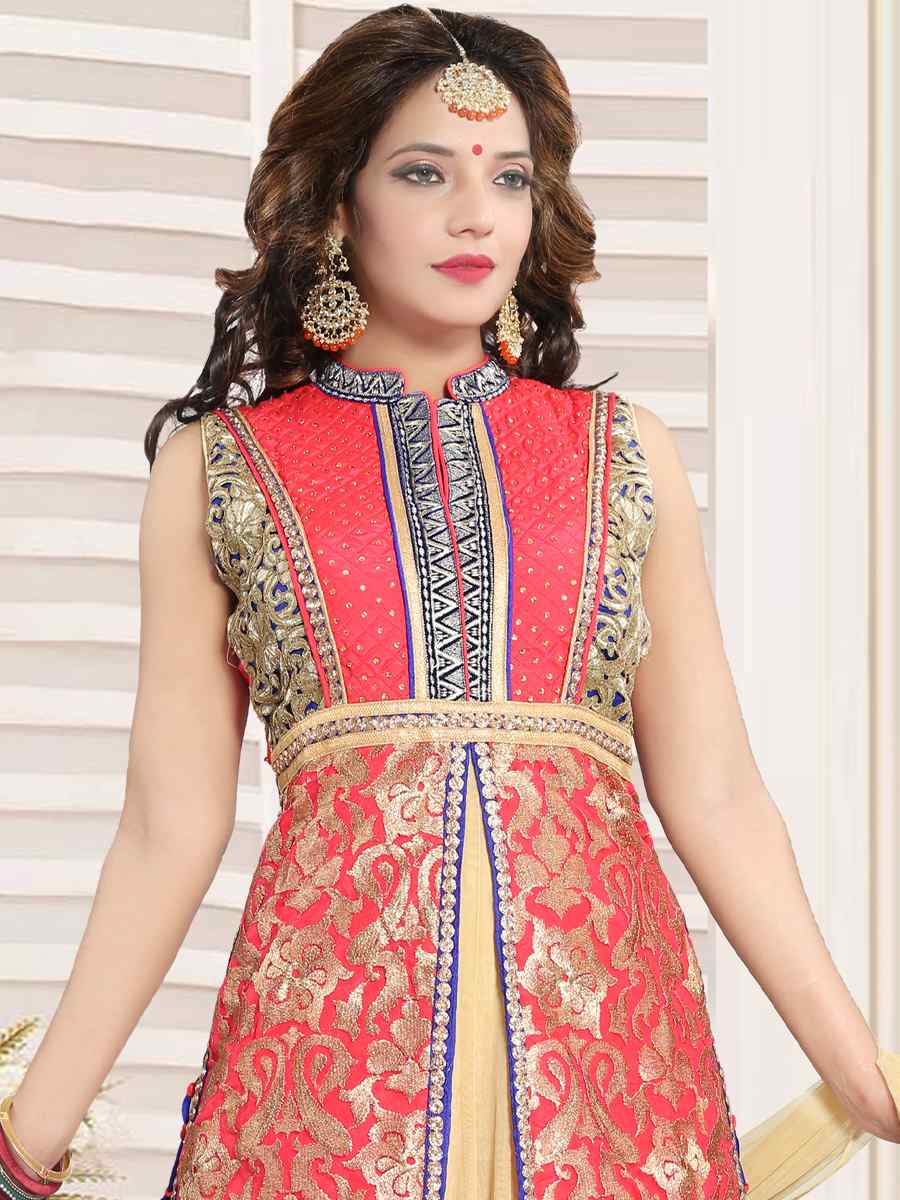 Gajari Soft Net Printed Festival Casual Gown