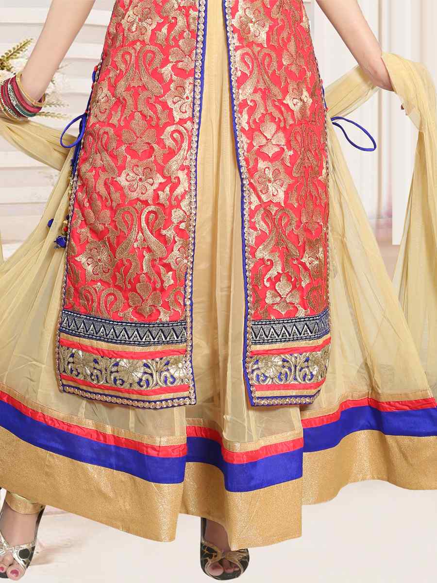 Gajari Soft Net Printed Festival Casual Gown