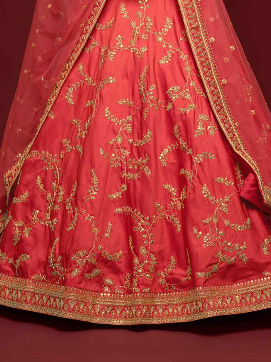 Gajri Art Silk Embroidered Wedding Reception Festival Heavy Border Lehenga Choli