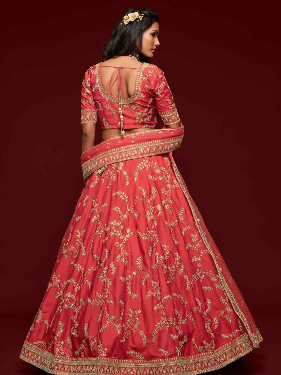 Gajri Art Silk Embroidered Wedding Reception Festival Heavy Border Lehenga Choli
