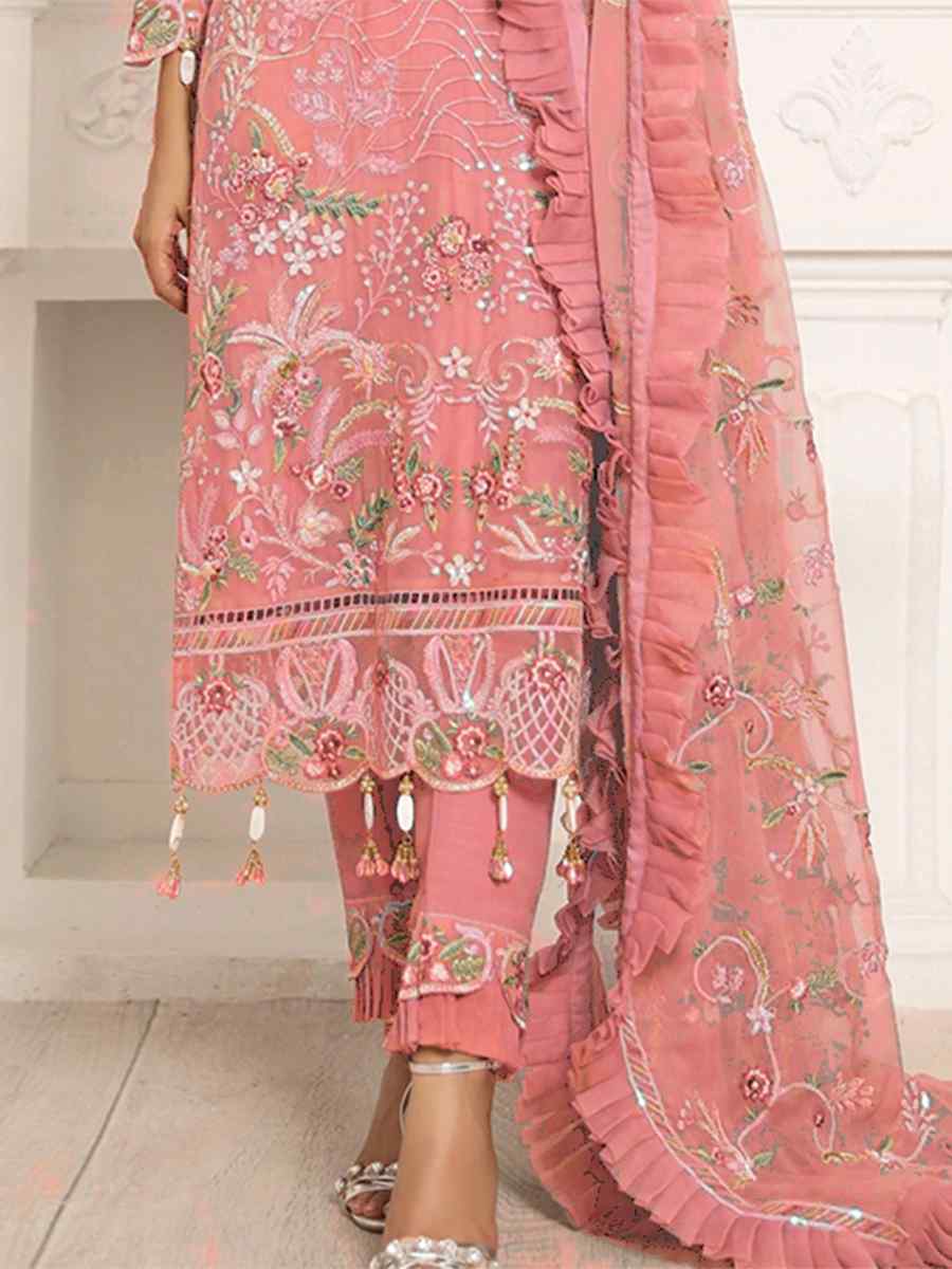 Gajri Butterfly Net Embroidered Festival Party Pant Salwar Kameez