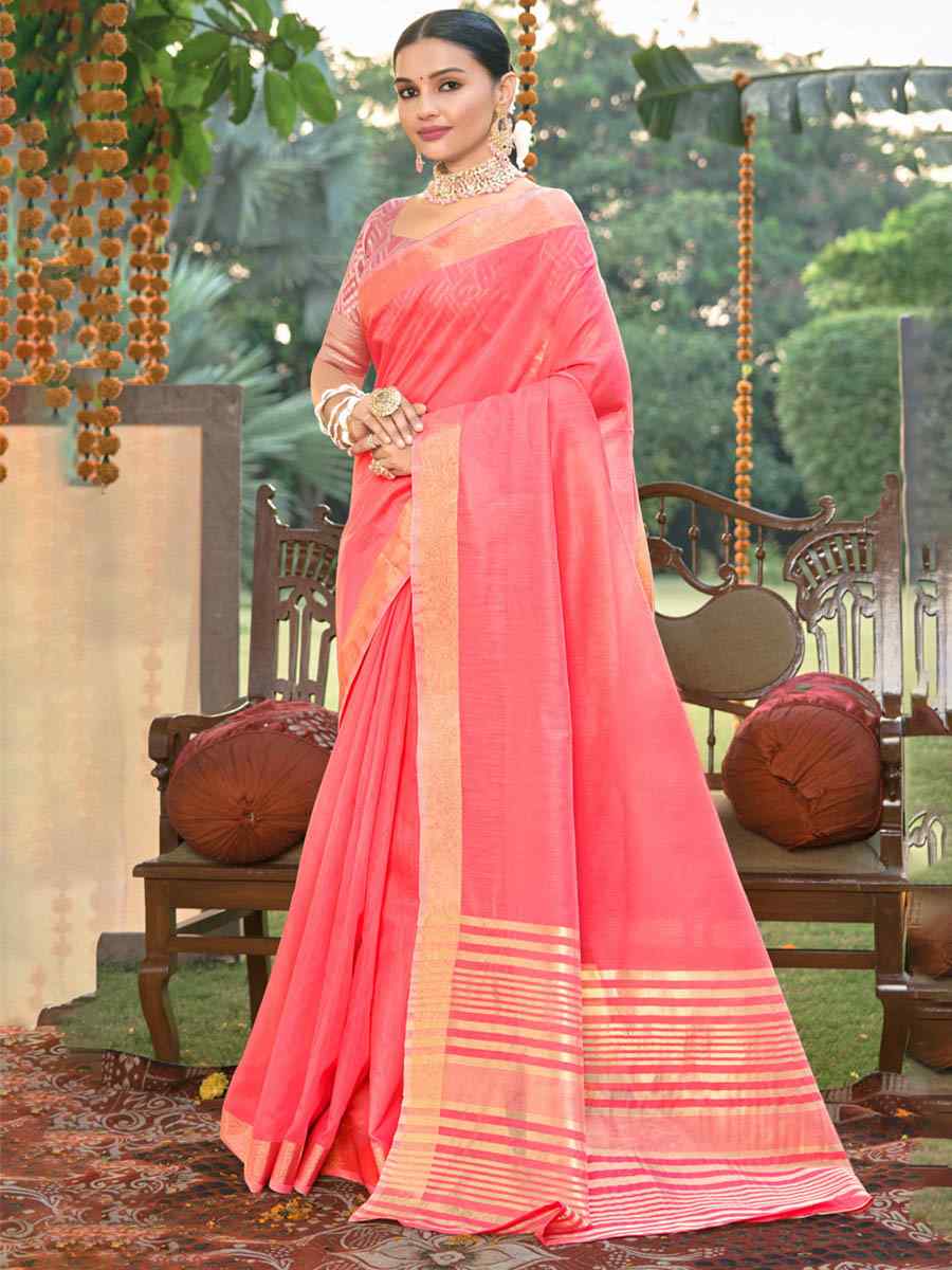 Gajri Cotton Handwoven Casual Festival Heavy Border Saree