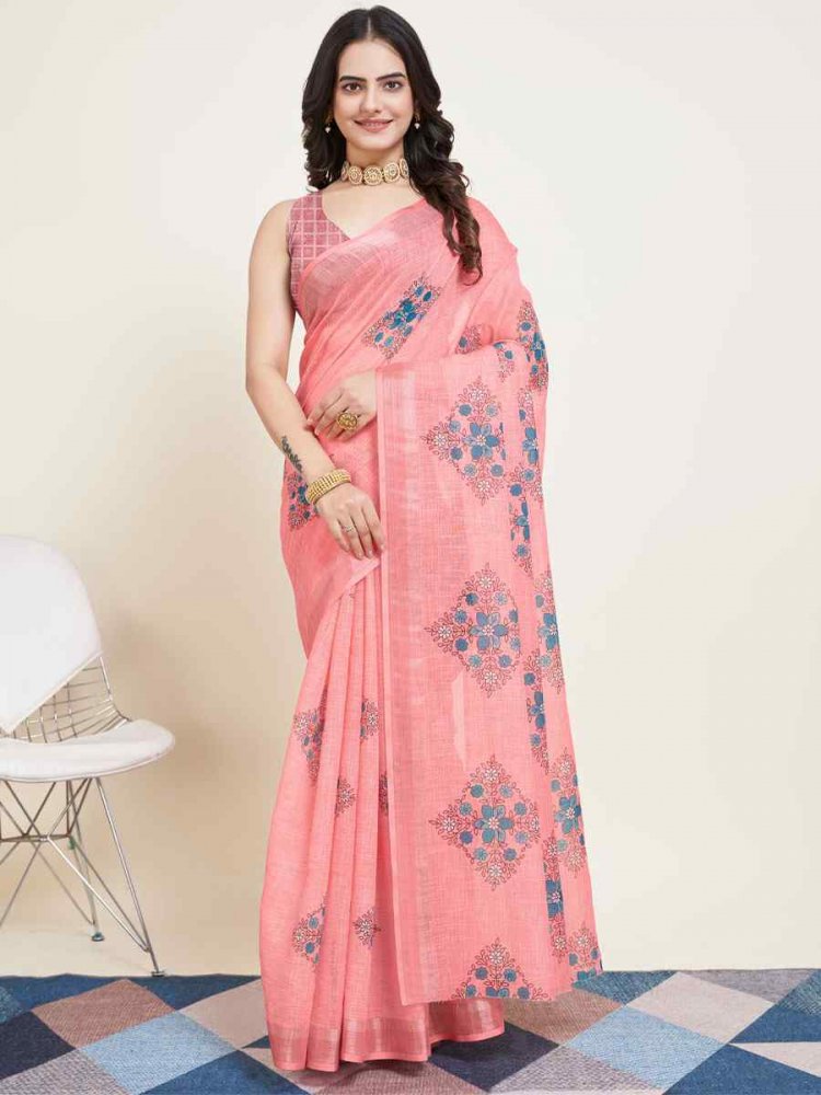 Gajri Cotton Printed Casual Festival Contemporary Saree