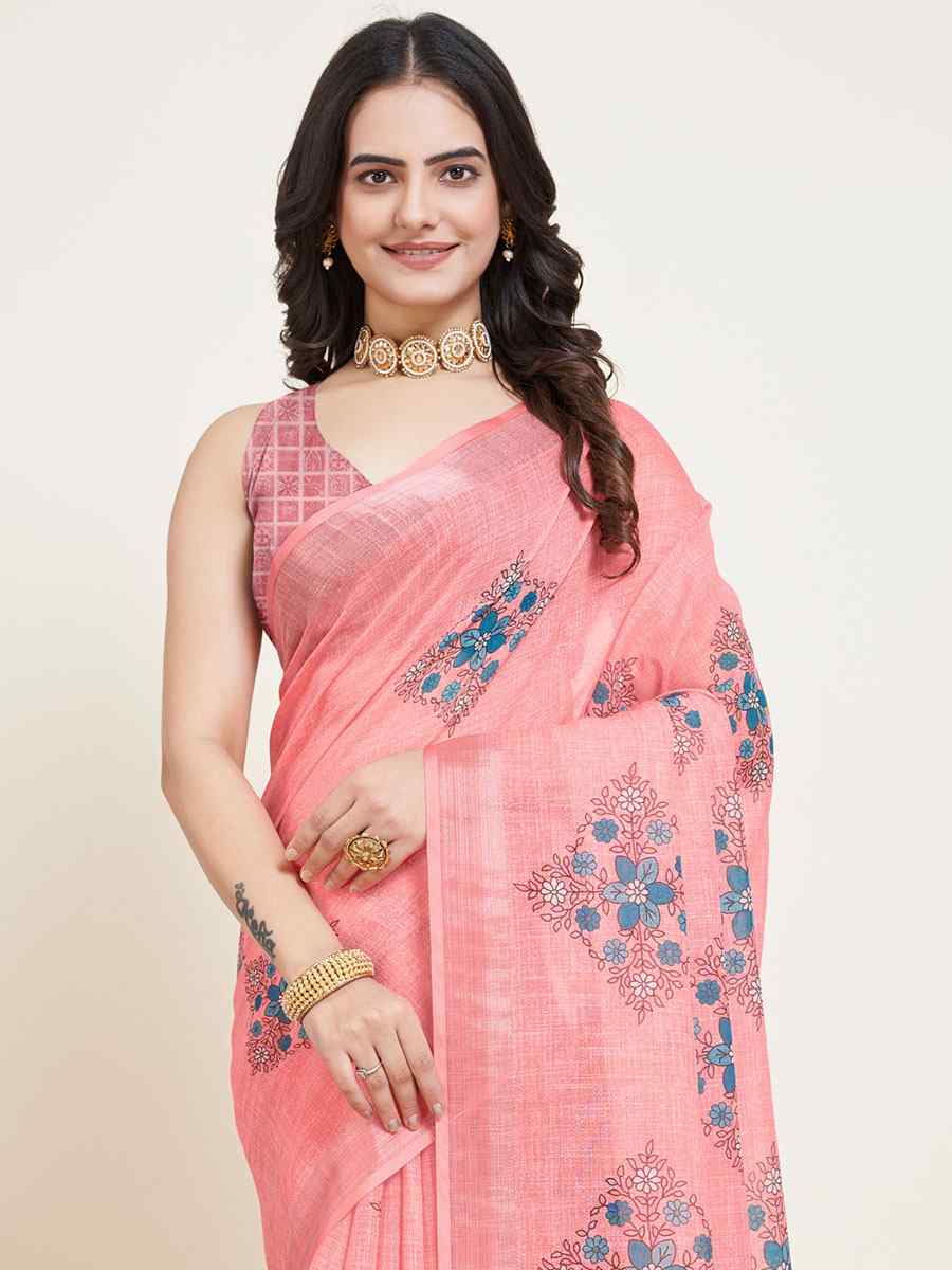 Gajri Cotton Printed Casual Festival Contemporary Saree